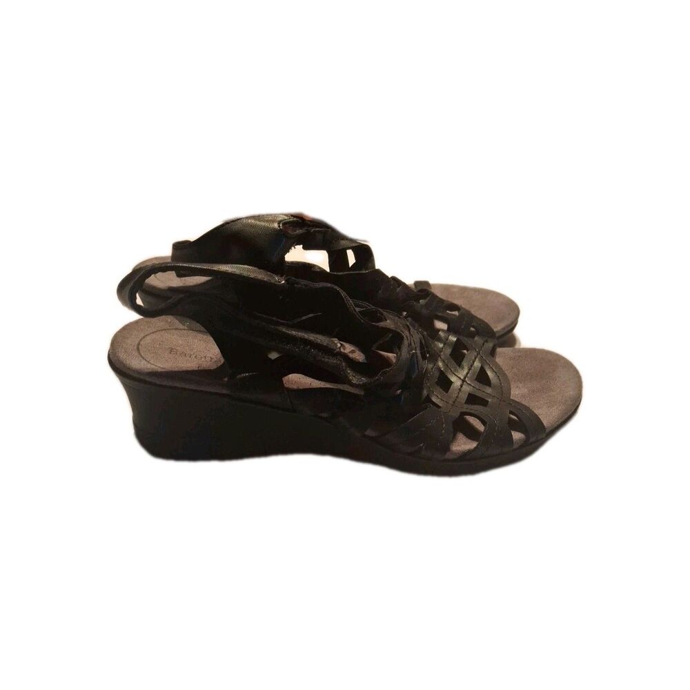 Baretrap Trellis Sandals Black Size 8.5 With Wedge Heel